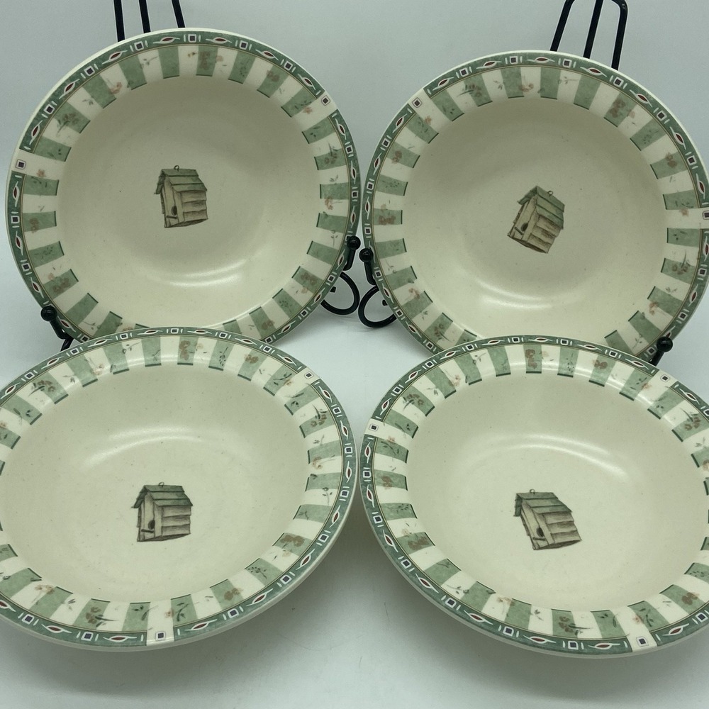 Pfaltzgraff Naturewood Deep‎ Rimmed Soup Cereal Bowls 7 1/4"  Set Of 4